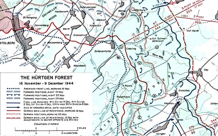 MAP 4TH DIVISION IN THE HUERTGEN