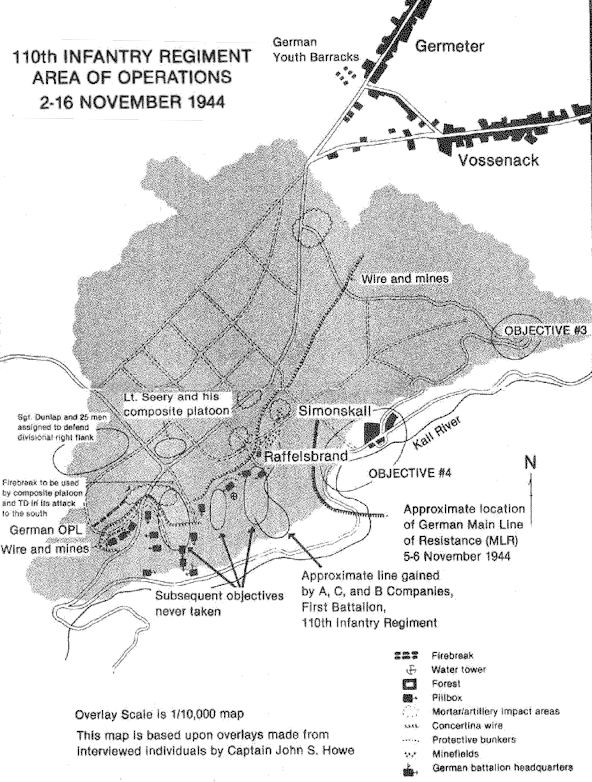 MAP AREA OF OPERATIONS 110th INFANTRY