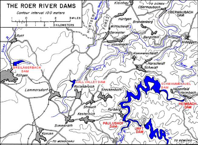 MAP ROER RIVER DAMS