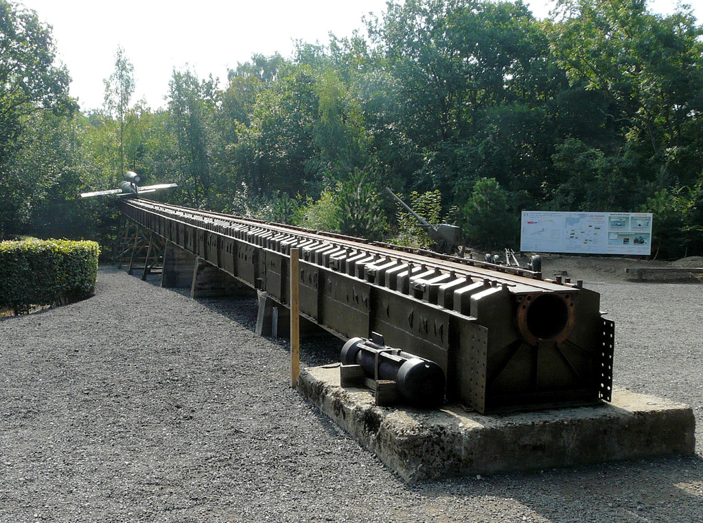 V1 missile on launching ramp at Blockhaus Eperlecques in northern France.