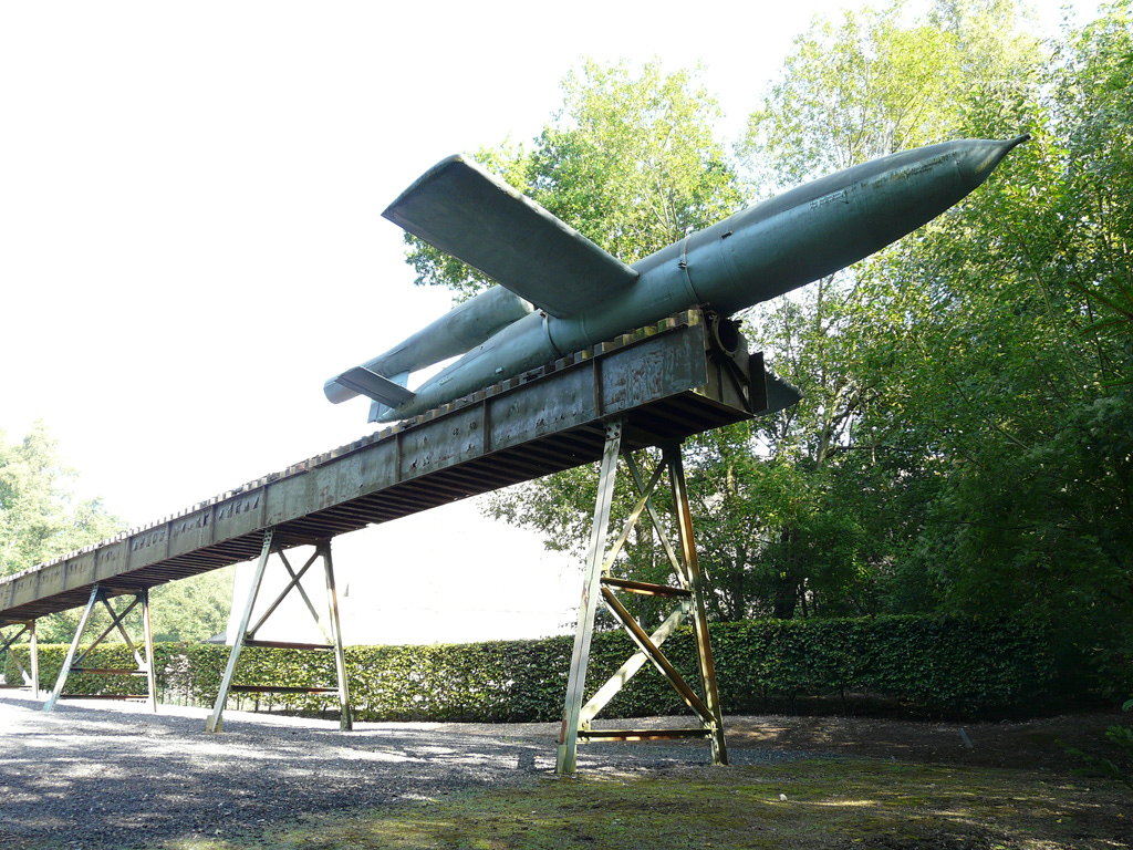 V1 missile on launching ramp at Blockhaus Eperlecques in northern France. 