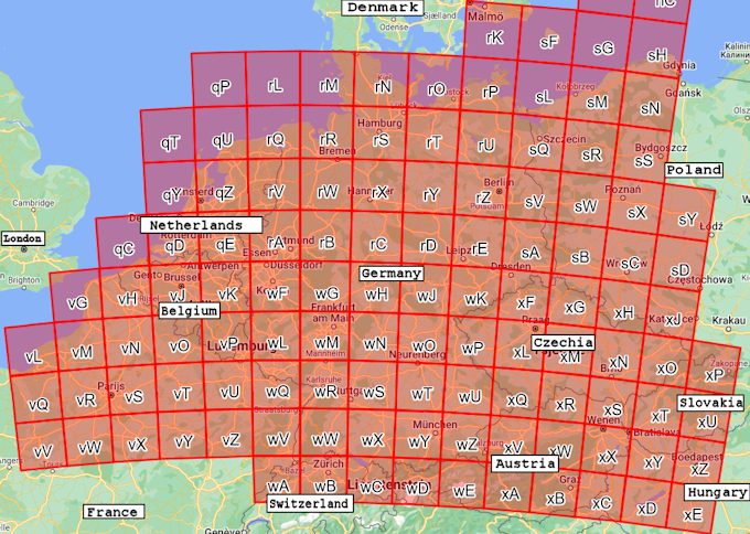 NDG 100KM GRID SQUARES